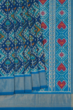 Image of Pochampally Ikat Silk Blue Saree