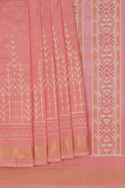 Image of Pochampally Ikat Silk Peach Saree