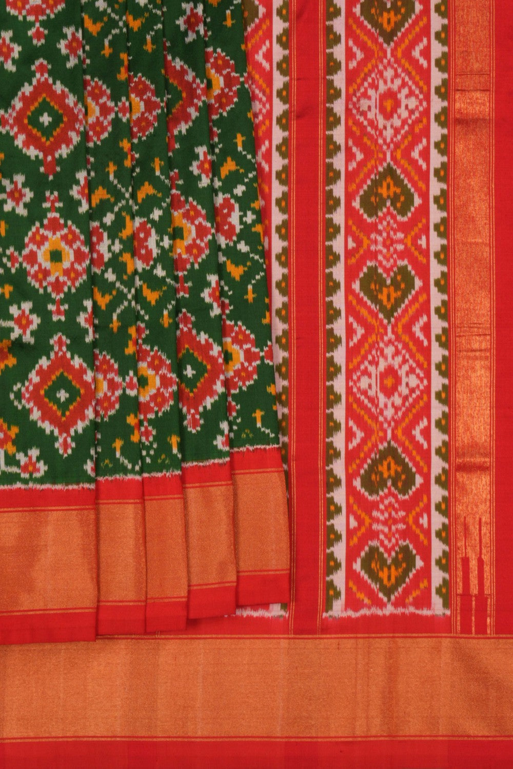 Pochampally Ikat Silk Green Saree