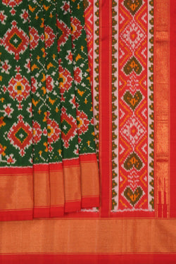 Image of Pochampally Ikat Silk Green Saree