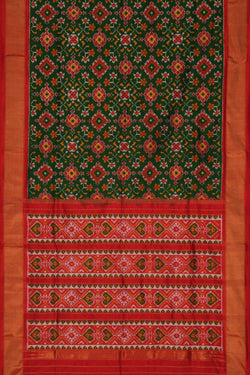 Image of Pochampally Ikat Silk Green Saree