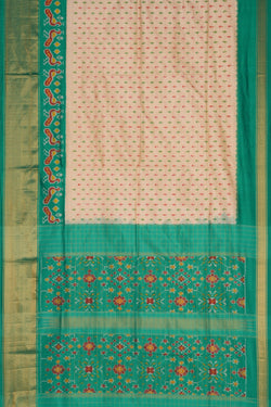 Image of Pochampally Ikat Silk Cream Saree