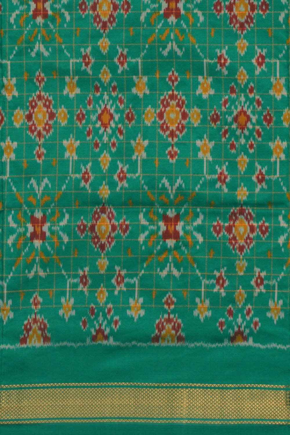 Image of Pochampally Ikat Silk Cream Saree