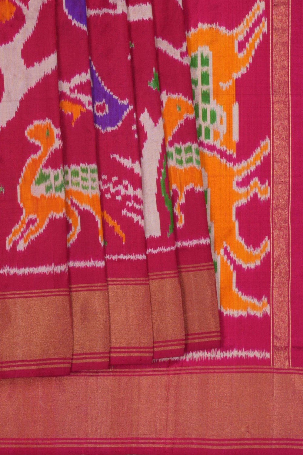 Image of Pochampally Ikat Silk Pink Saree