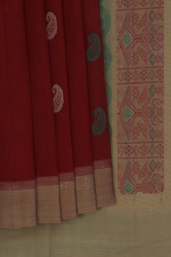 Image of South Cotton Maroon Saree