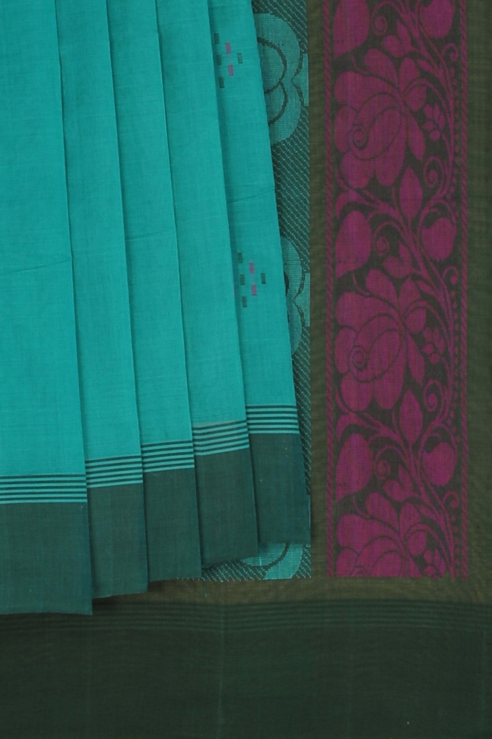 Image of South Cotton Teal Blue Saree