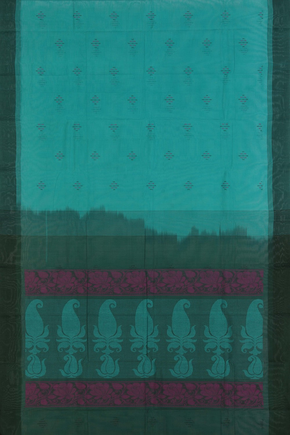 Image of South Cotton Teal Blue Saree