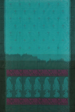 Image of South Cotton Teal Blue Saree