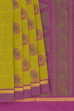 Image of South Cotton Spring Green Saree