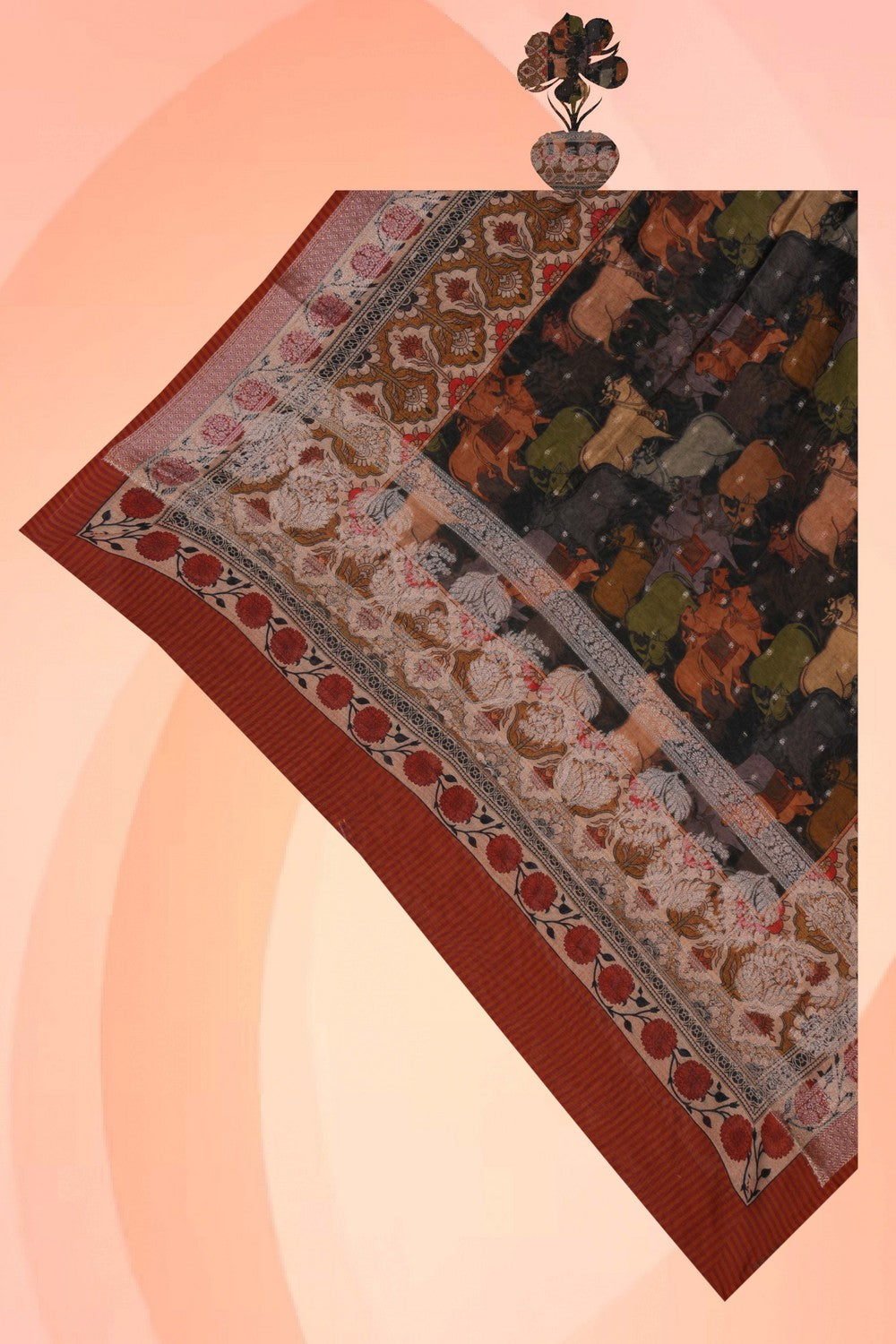 Image of Chanderi Pichwai Art Dupatta