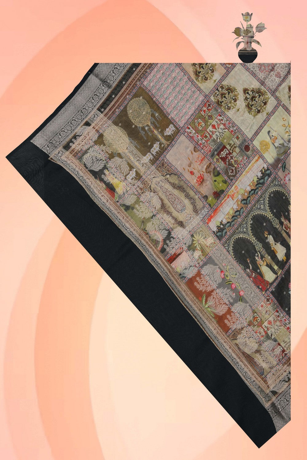 Image of Chanderi Pichwai Art Dupatta