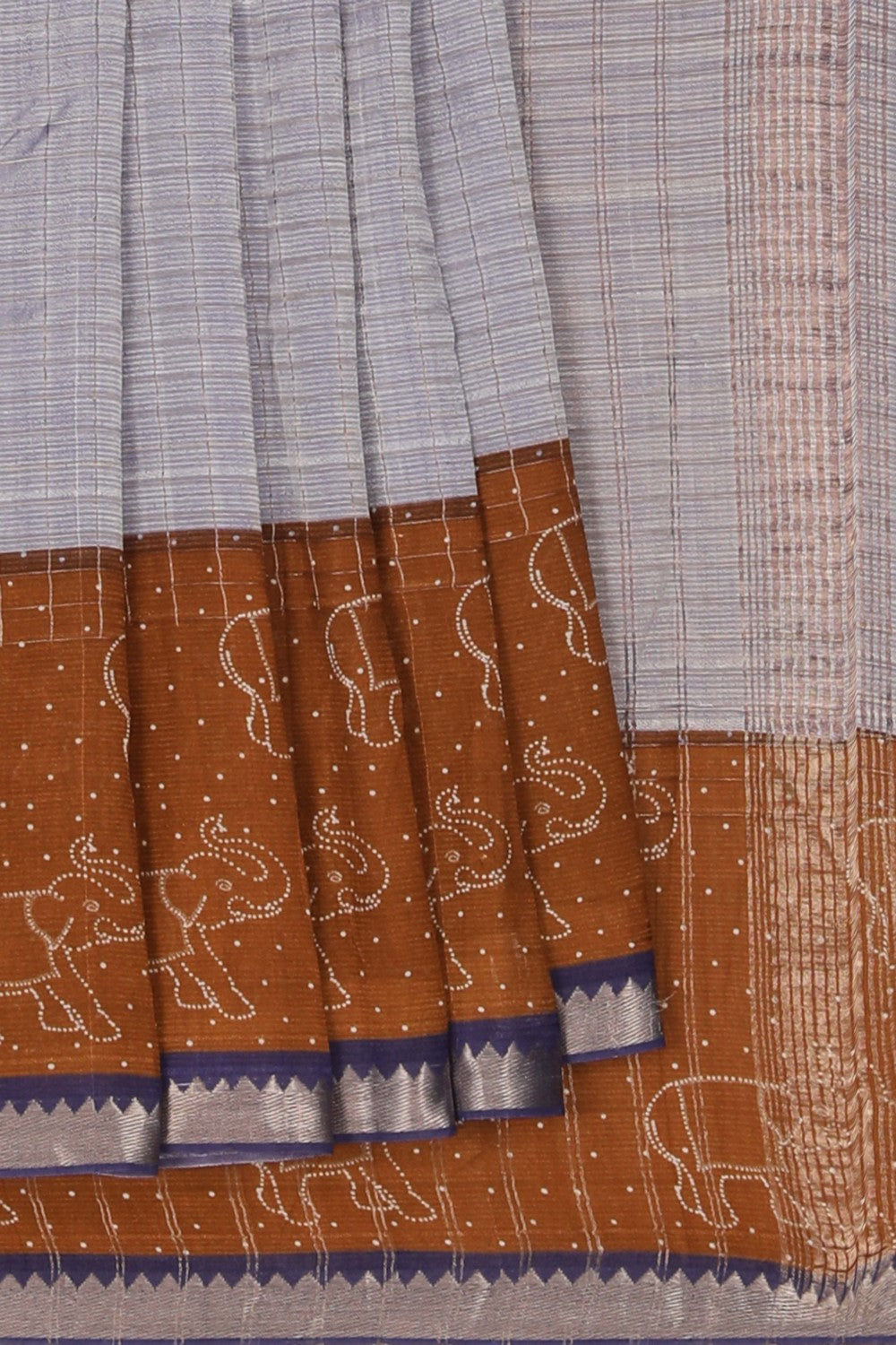 Image of An Elephant Printed Mangalgiri Silk Saree