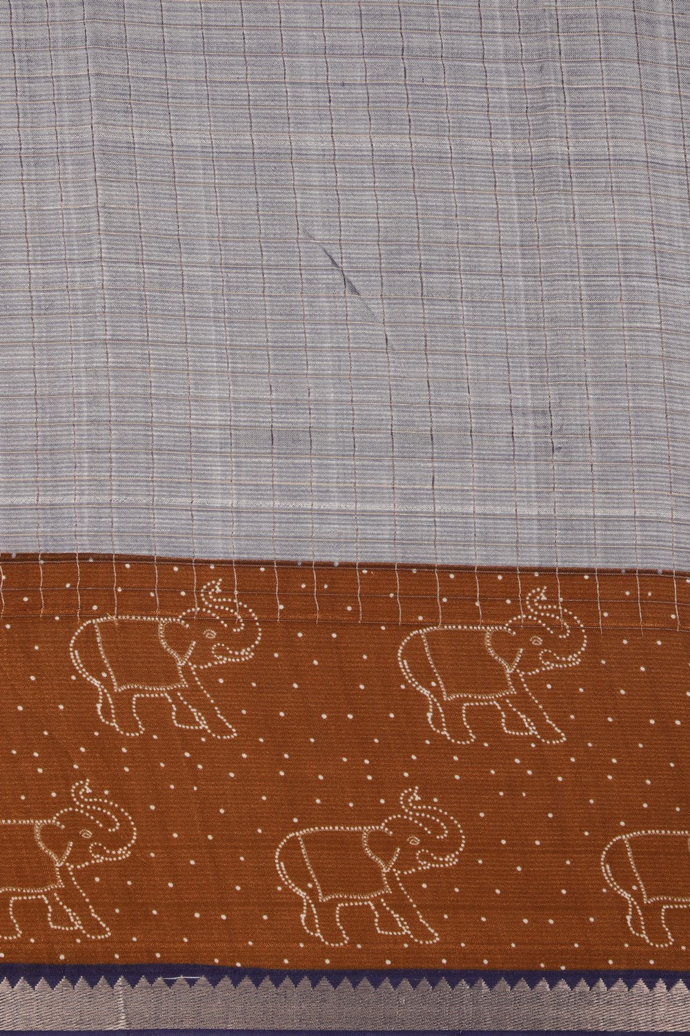 Image of An Elephant Printed Mangalgiri Silk Saree