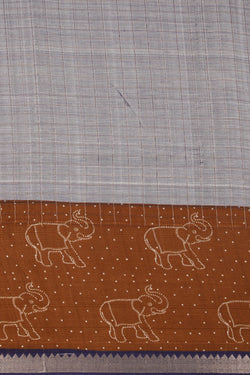 Image of An Elephant Printed Mangalgiri Silk Saree