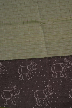 Image of An Elephant Printed Mangalgiri Silk Saree