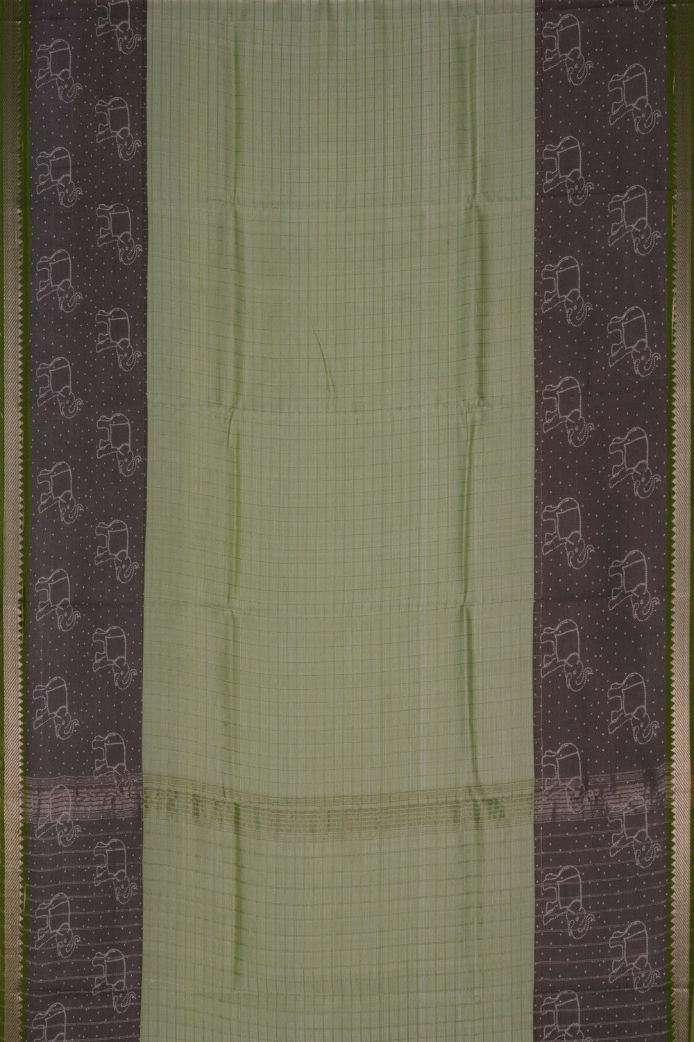 An Elephant Printed Mangalgiri Silk Saree