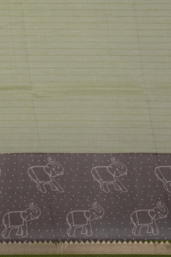 Image of An Elephant Printed Mangalgiri Silk Saree