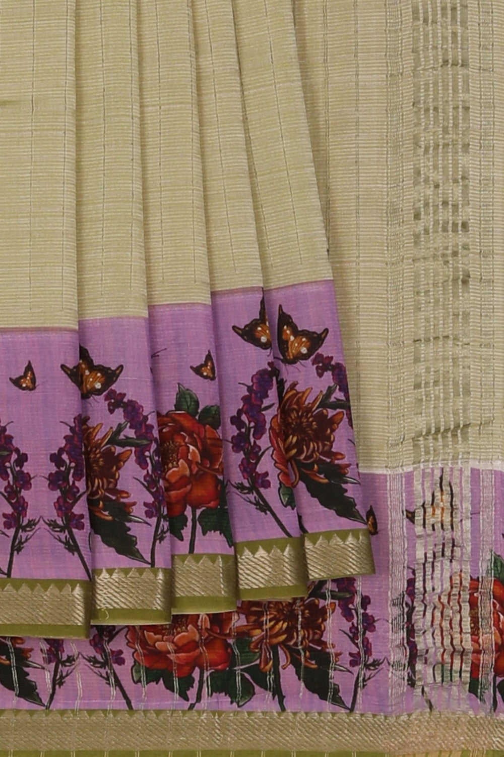 Image of A Floral Printed Mangalgiri Silk Saree