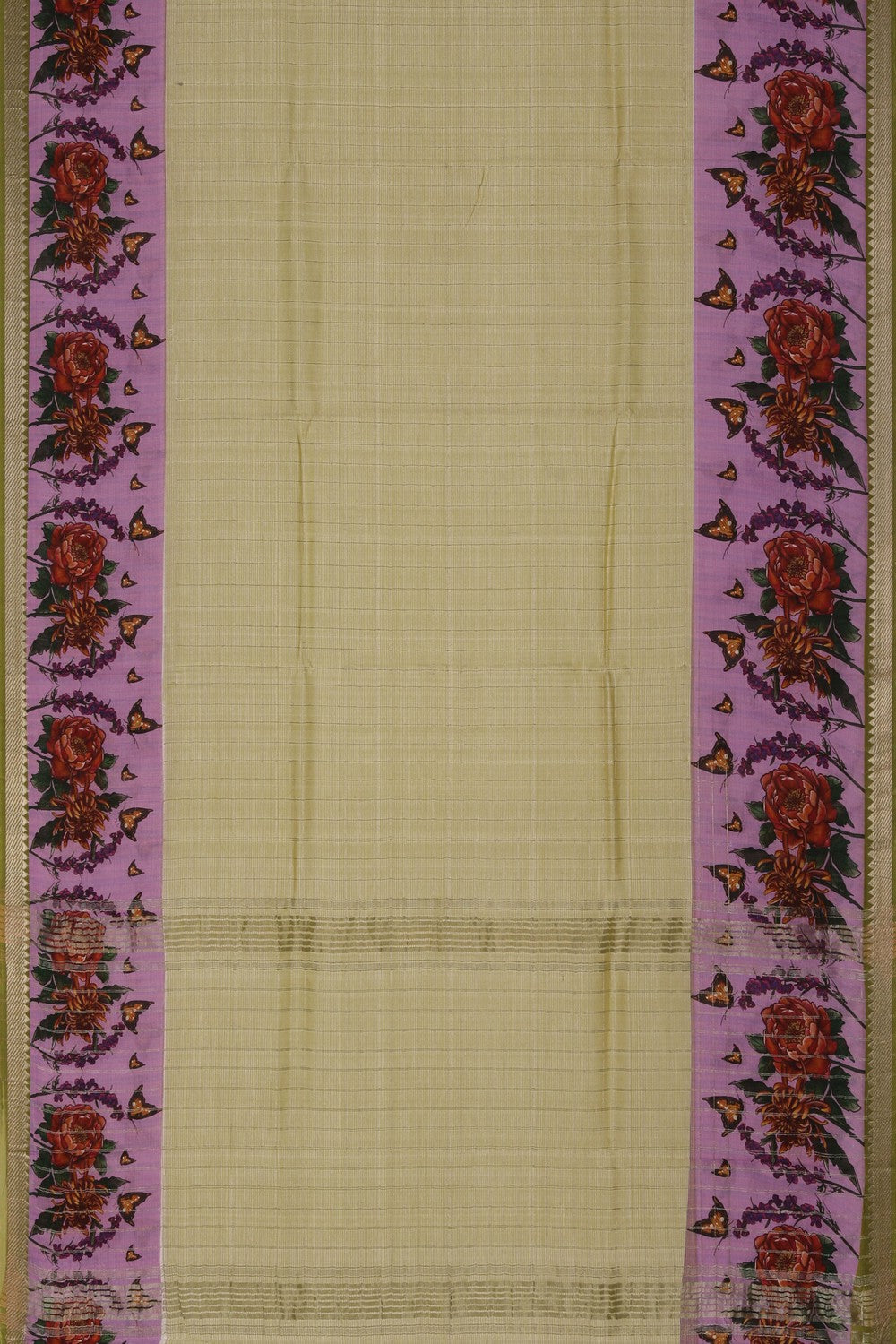 Image of A Floral Printed Mangalgiri Silk Saree