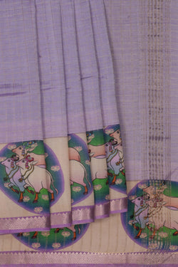 Image of A Pichwai Art Mangalgiri Silk Saree