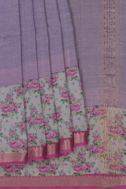 Image of A Floral Printed Mangalgiri Silk Saree