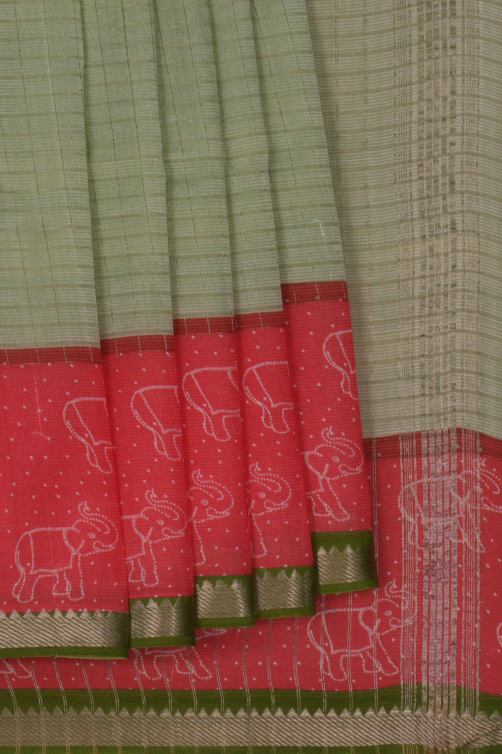 An Elephant Printed Mangalgiri Silk Saree