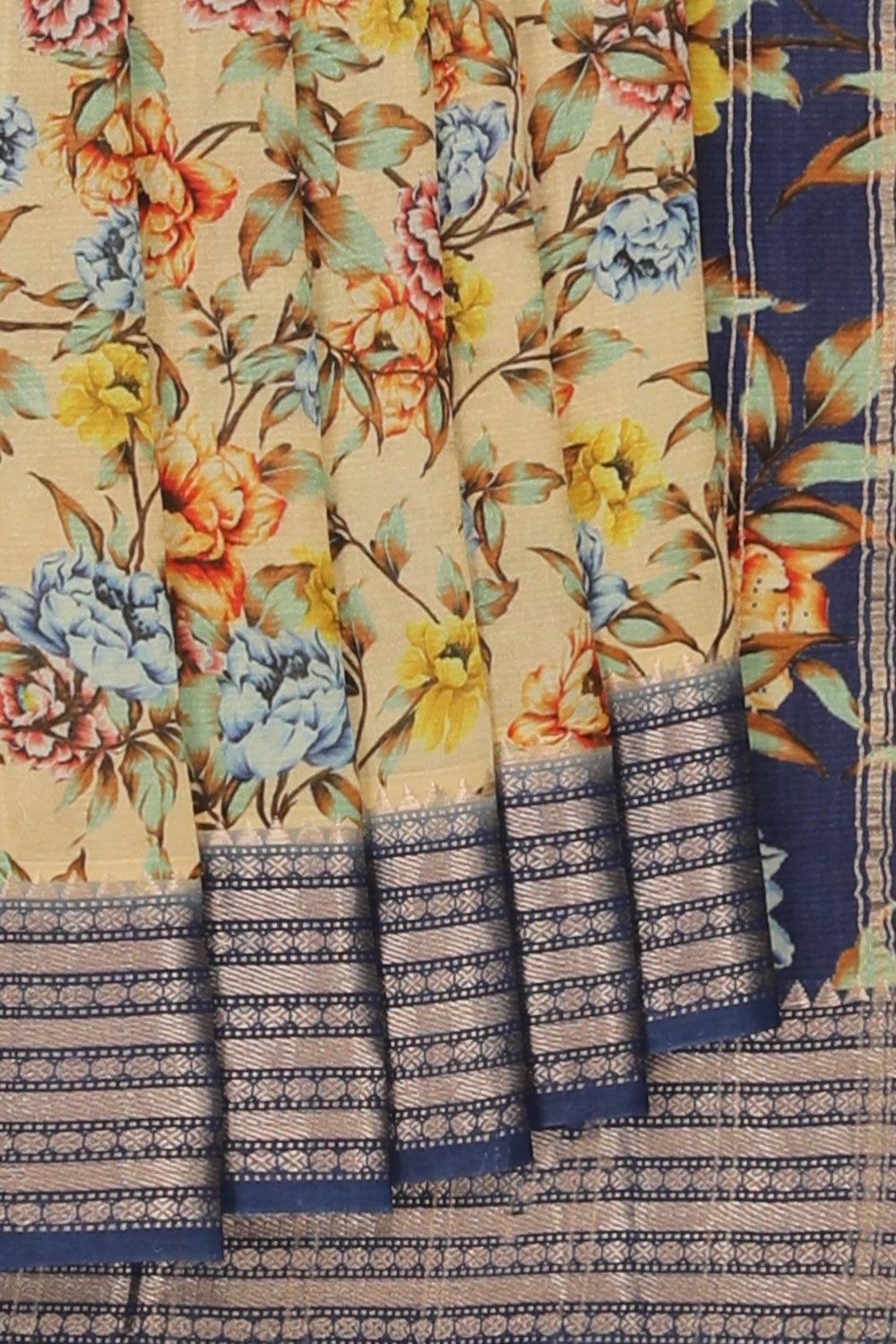Image of Mangalgiri Silk Floral Printed Saree