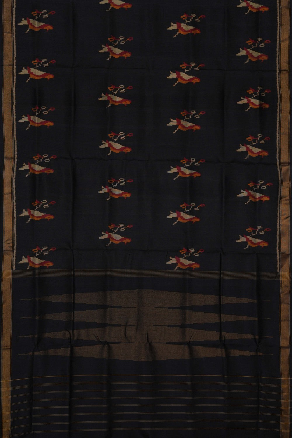 Pochampally Ikat Silk Black Saree