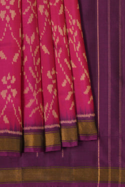 Image of Pochampally Ikat Silk Pink Saree