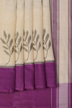 Image of Pochampally Ikat Silk Cream Saree