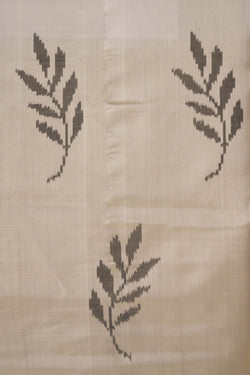 Image of Pochampally Ikat Silk Cream Saree