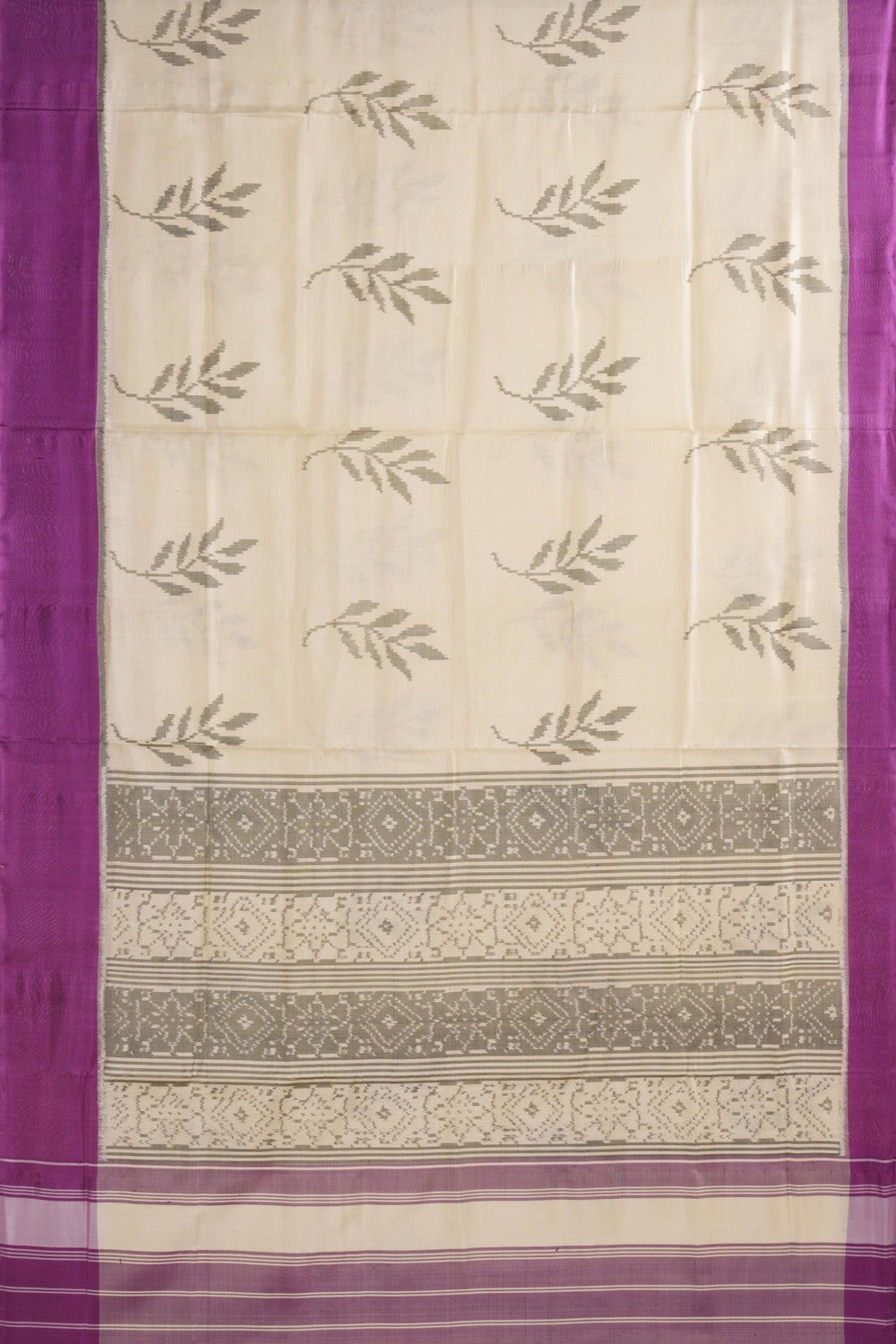 Image of Pochampally Ikat Silk Cream Saree