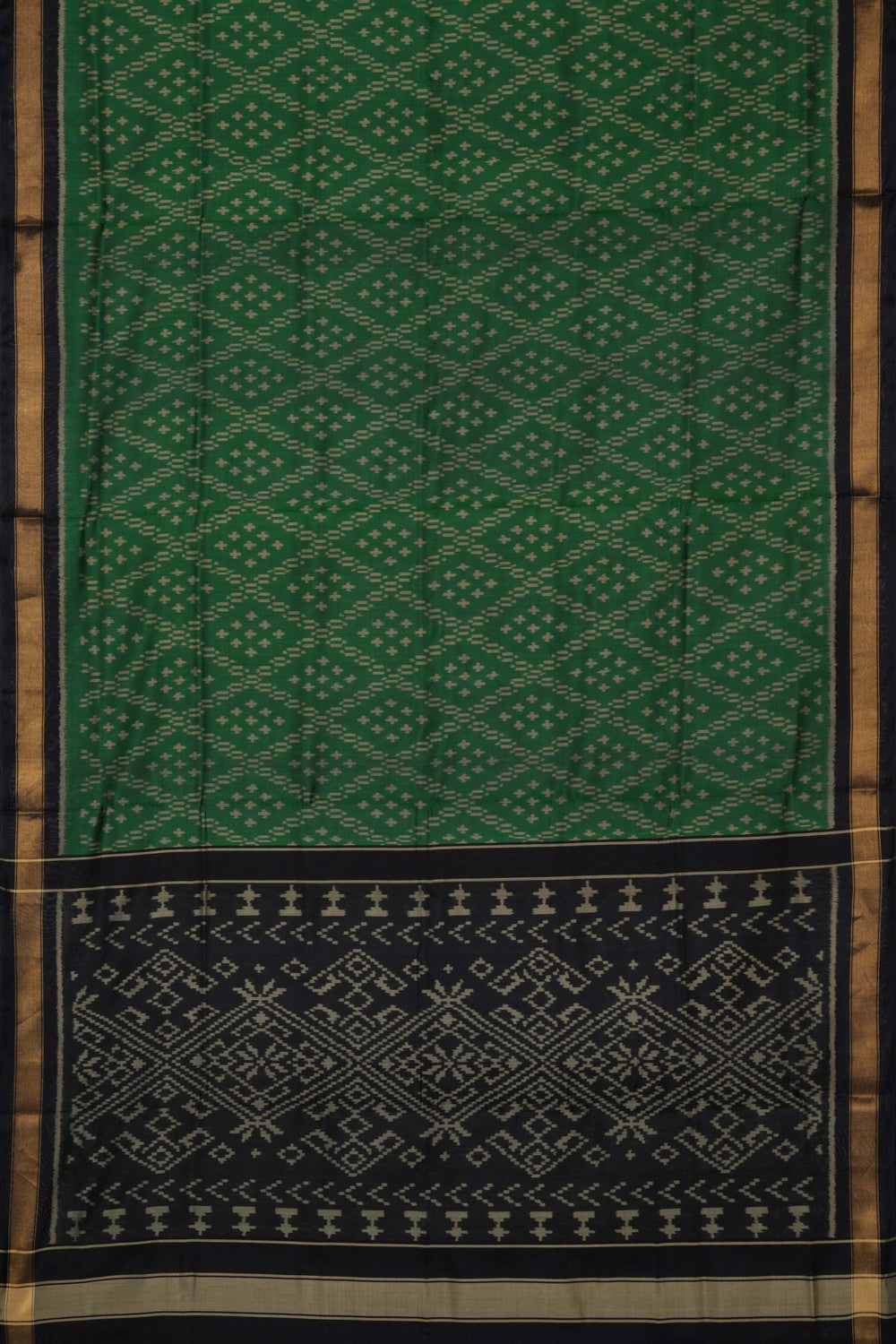 Image of Pochampally Ikat Silk Green Saree
