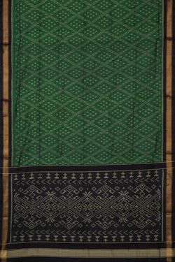 Image of Pochampally Ikat Silk Green Saree