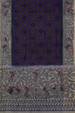 Image of Pochampally Patola Saree With Madhubani Painted Border