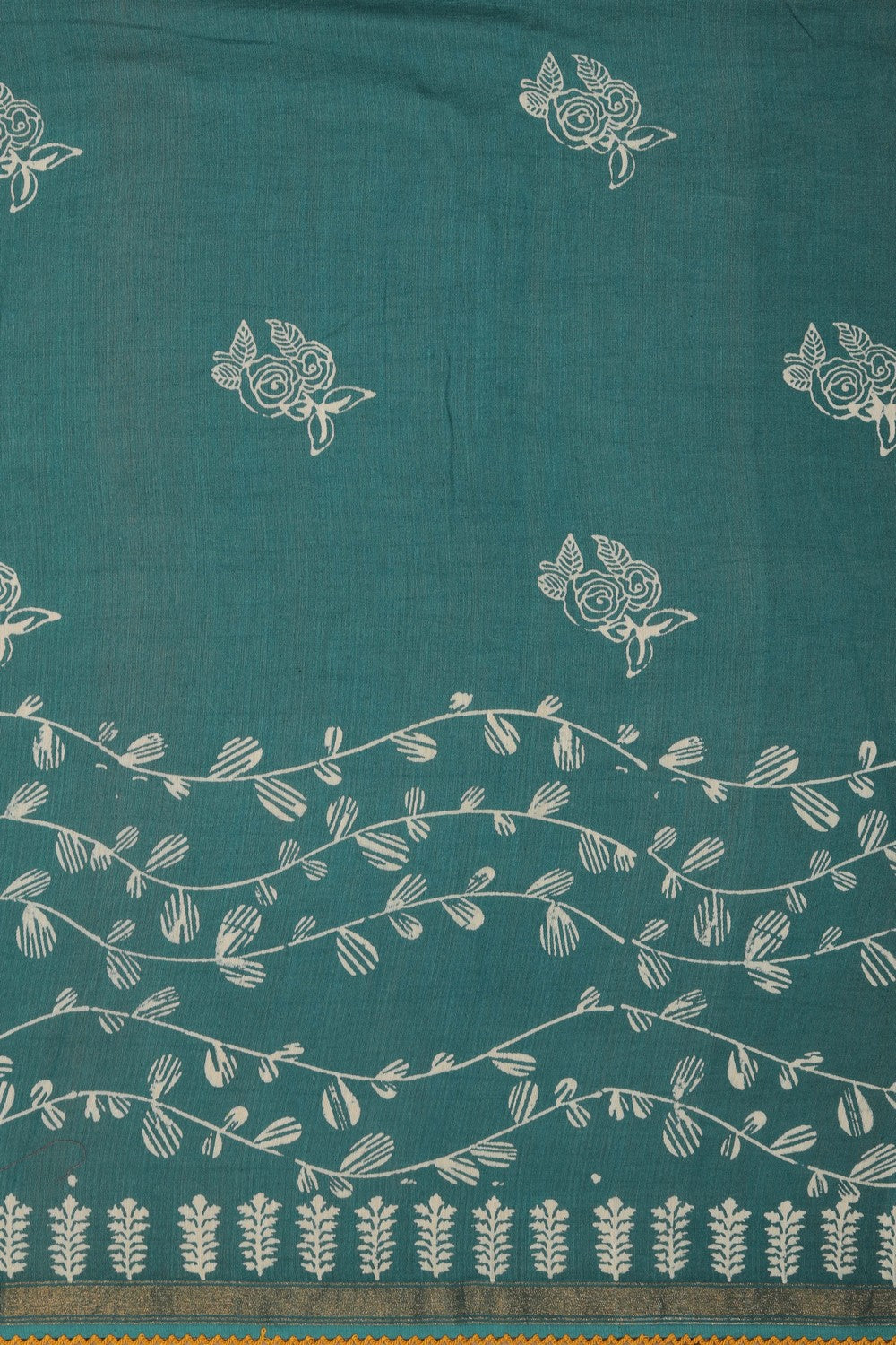 Image of Cotton Silk Teal Blue Saree