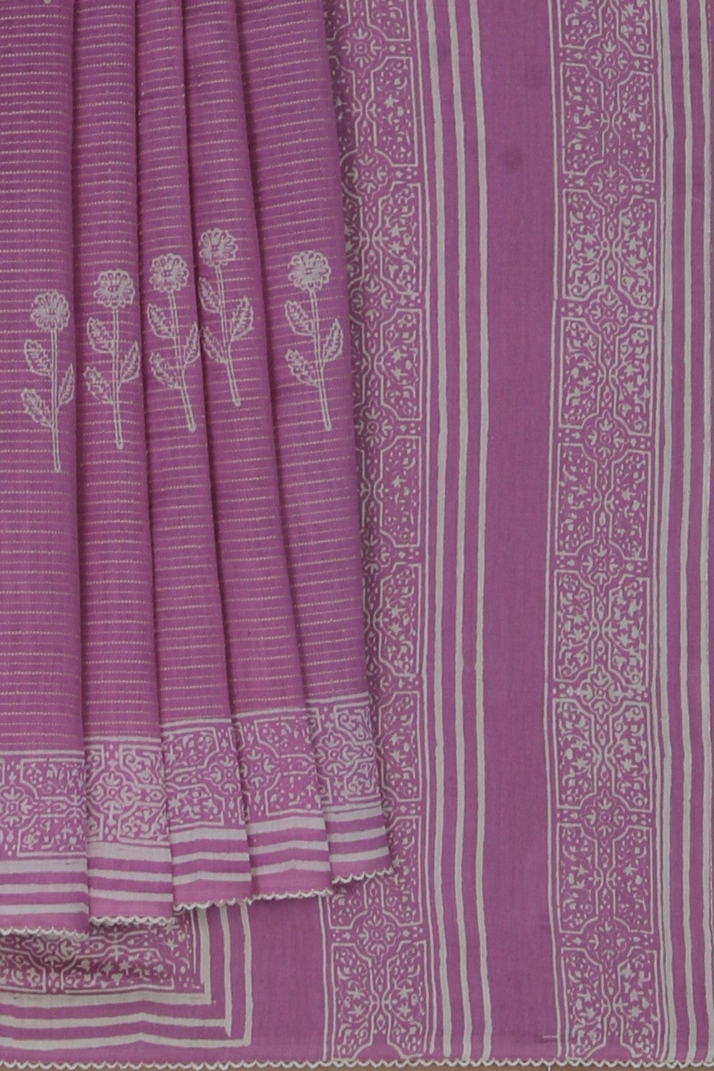 Image of Cotton Silk Lavender Purple Saree