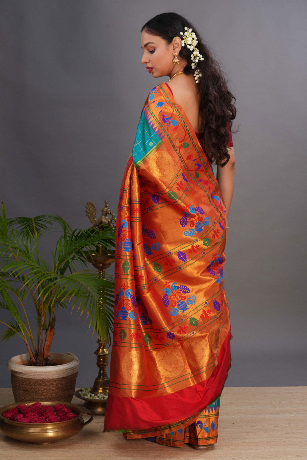 Image of Paithani Teal Blue Saree