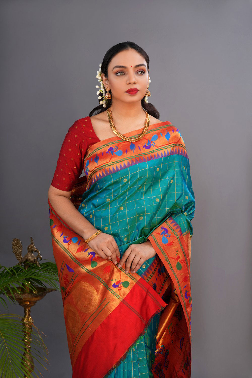 Image of Paithani Teal Blue Saree