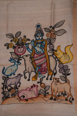 Image of Tussar Silk Off-White Saree