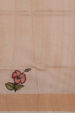 Image of Tussar Silk Off-White Saree