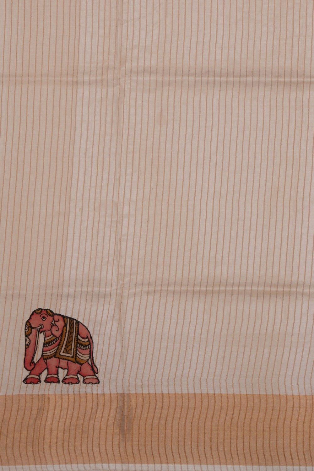 Image of Tussar Silk Off-White Saree