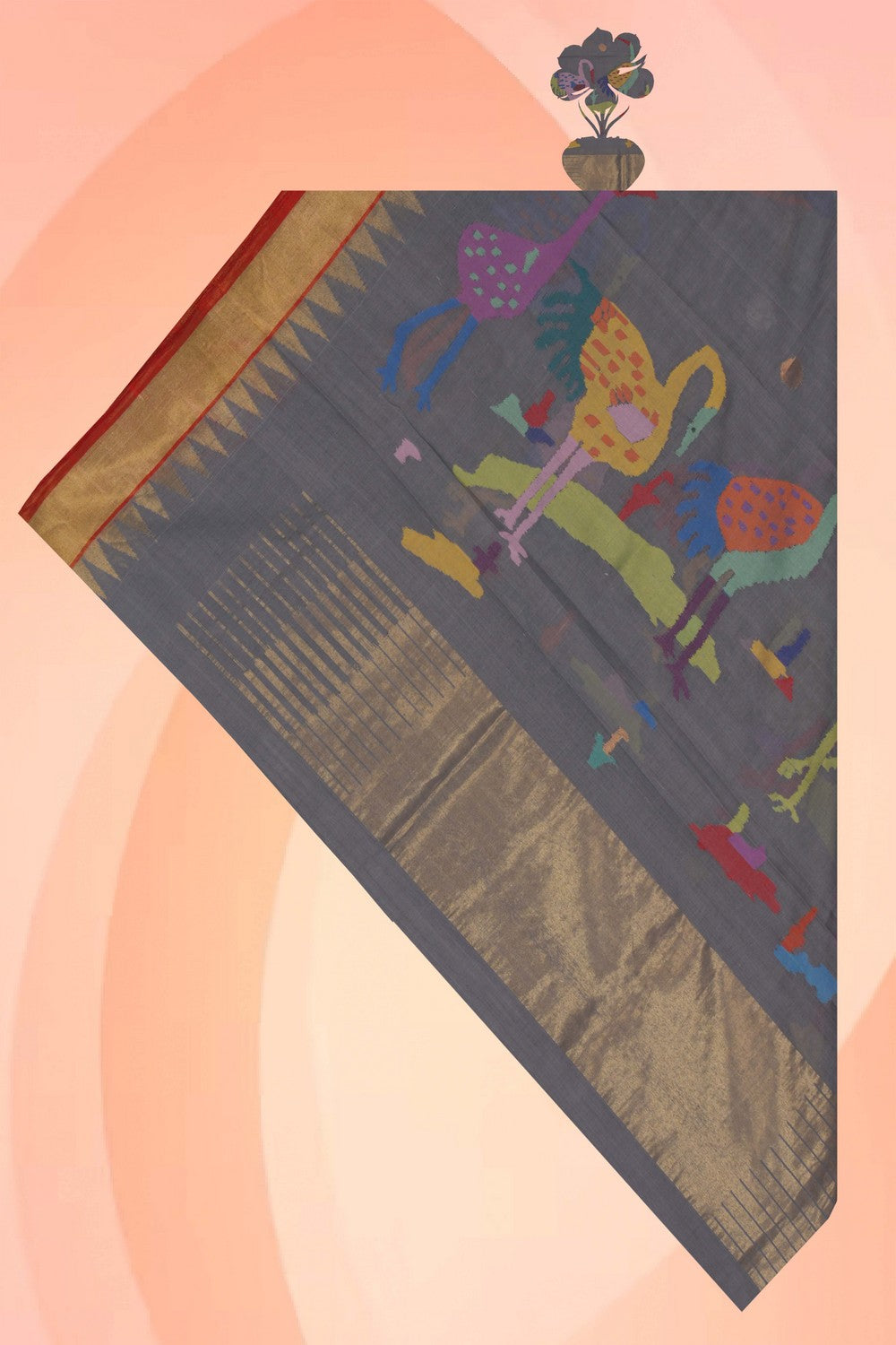 Image of Uppada cotton saree with Jamdani weaving dupatta