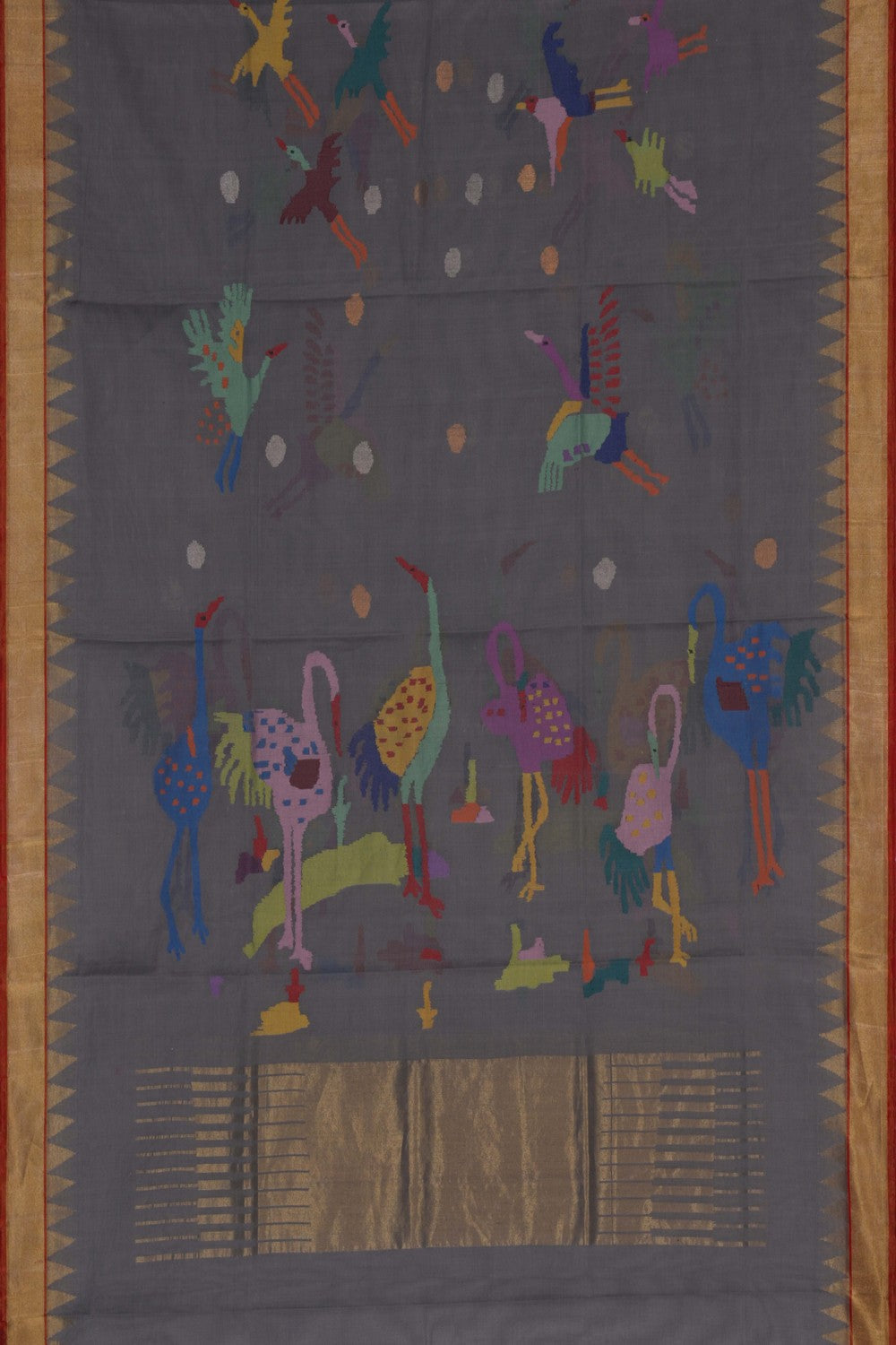 Image of Uppada cotton saree with Jamdani weaving dupatta