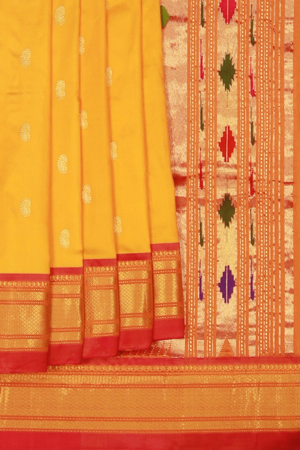 Image of Paithani Silk Yellow Saree