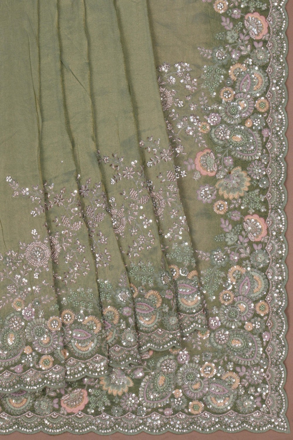 A Sea Green Embroidery Saree