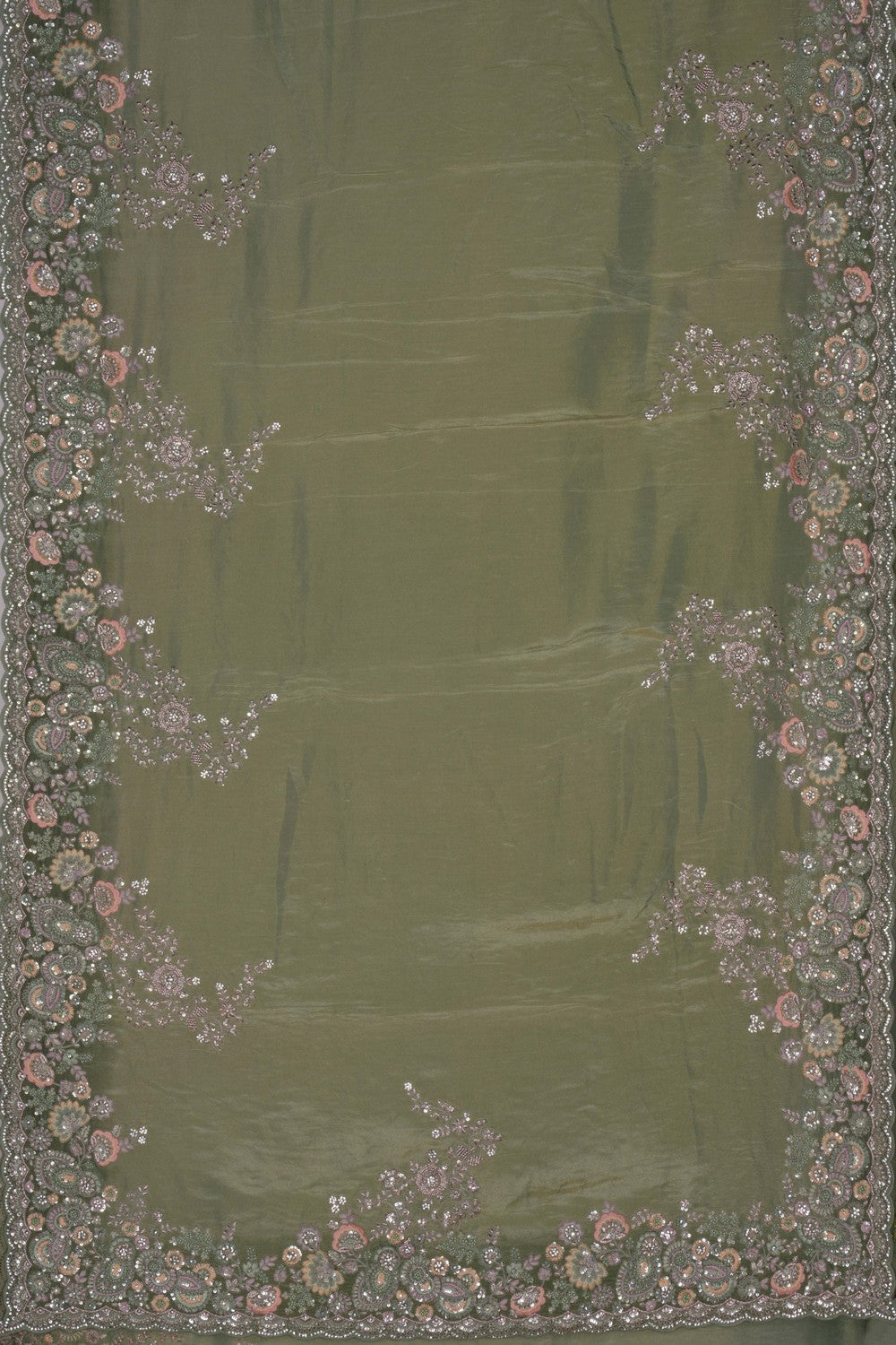 A Sea Green Embroidery Saree