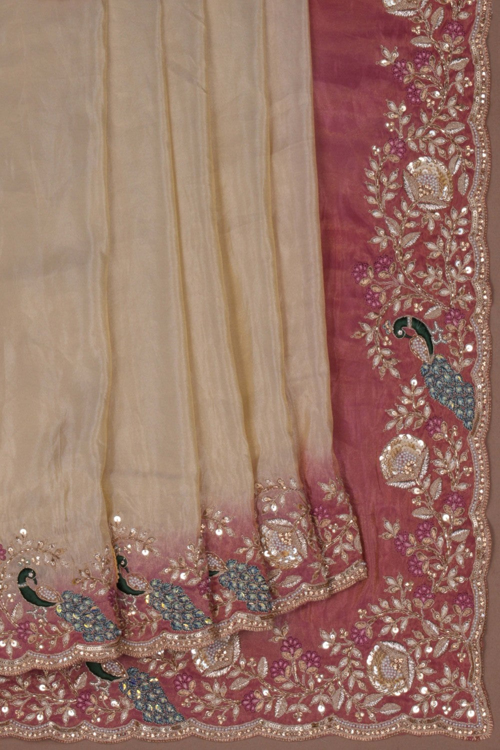 A Tissue Embroidery Saree