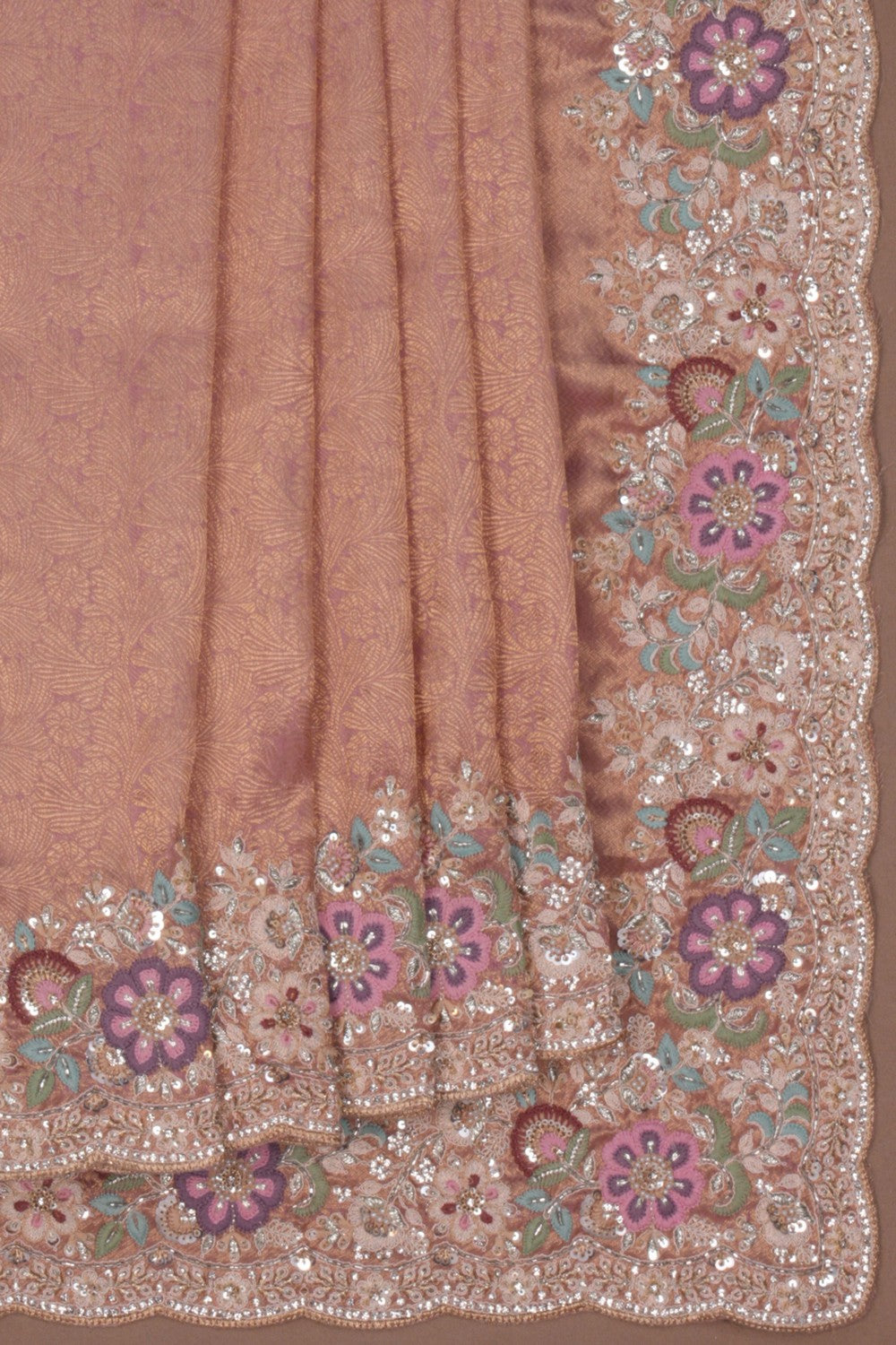 A Self-Jacquard Tissue Embroidery Saree