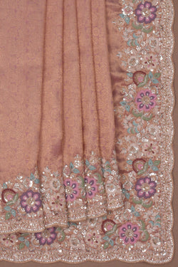 Image of A Self-Jacquard Tissue Embroidery Saree